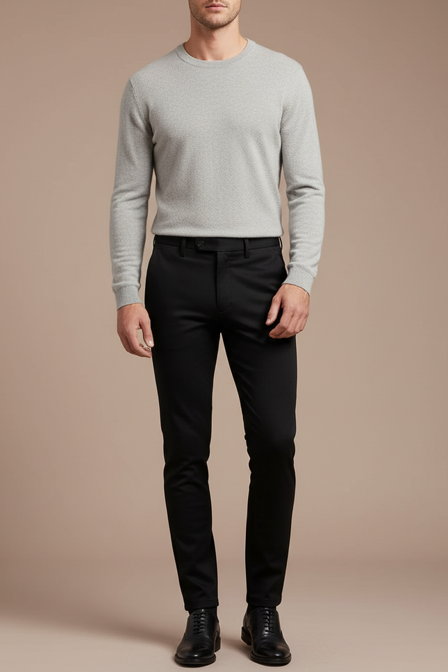 Pantalon Noir Homme Slim Ajusté Habillé Stretch - Polyester