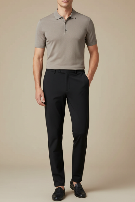Pantalon Noir Ajusté Décontracté Homme Extensible - Polyester