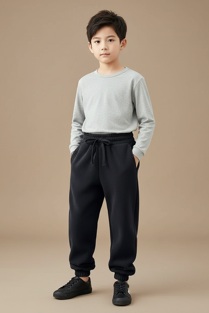 Pantalon Noir Polaire Chaud Confortable Décontracté Jogging - Molleton