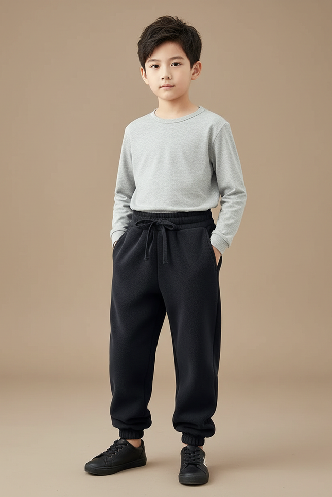 Pantalon Noir Polaire Chaud Confortable Décontracté Jogging - Molleton