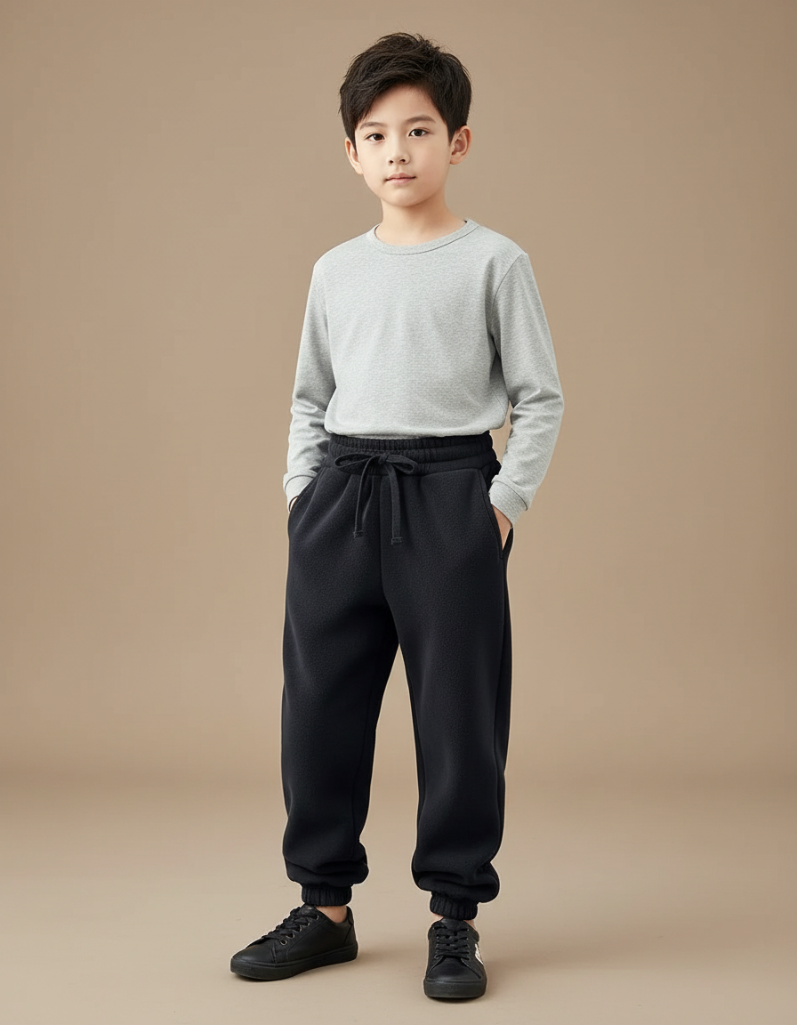 Pantalon Noir Polaire Chaud Confortable Décontracté Jogging - Molleton