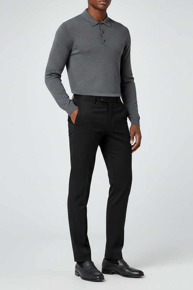 Pantalon Noir Slim Habillé Formel Homme - Polyester