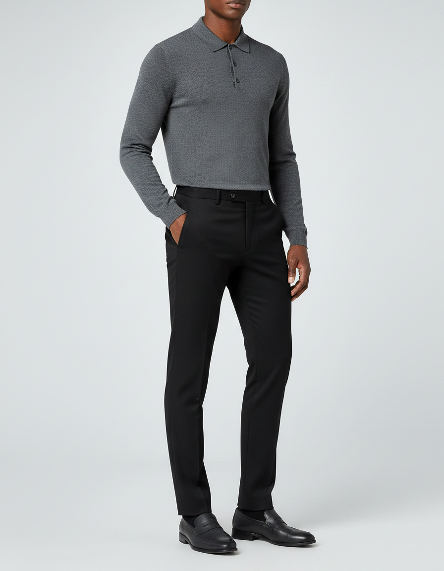 Pantalon Noir Slim Habillé Formel Homme - Polyester