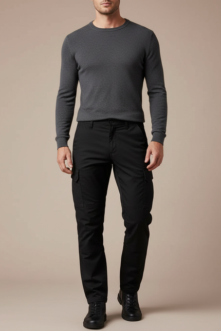 Pantalon Noir Cargo Homme Décontracté Poches Multiples - Toile