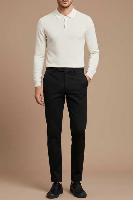 Pantalon Noir Slim Habillé Élégant Business Homme - Polyester
