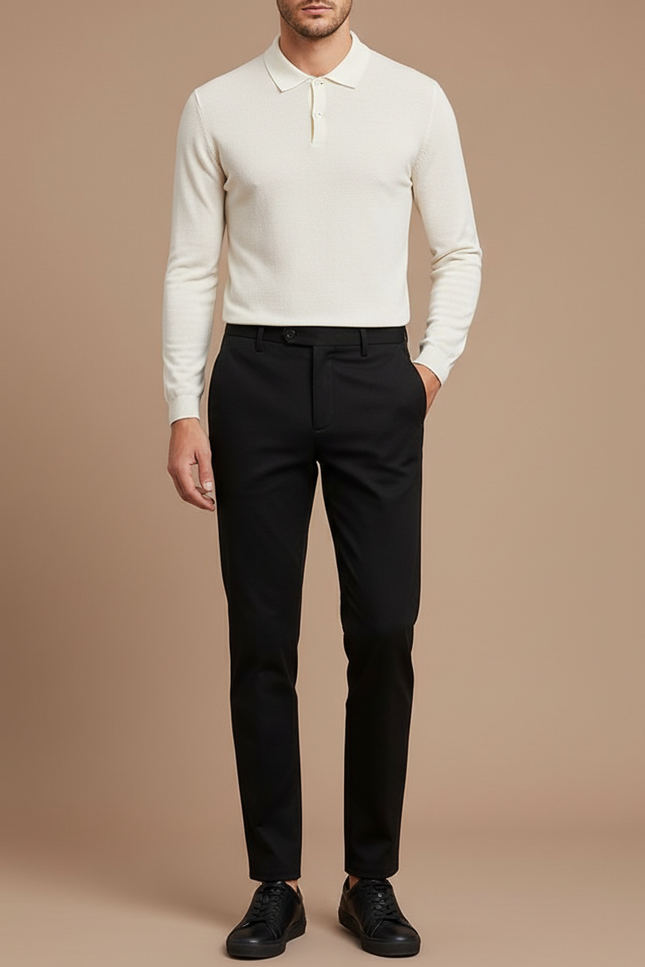 Pantalon Noir Slim Habillé Élégant Business Homme - Polyester