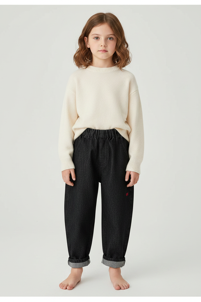Pantalon Noir Denim Harem Ample Enfant - Jean