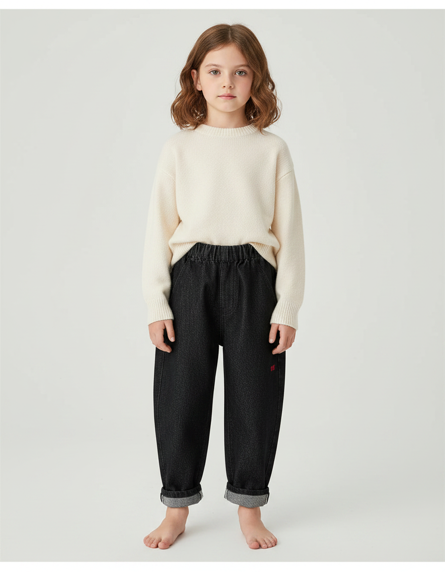 Pantalon Noir Denim Harem Ample Enfant - Jean