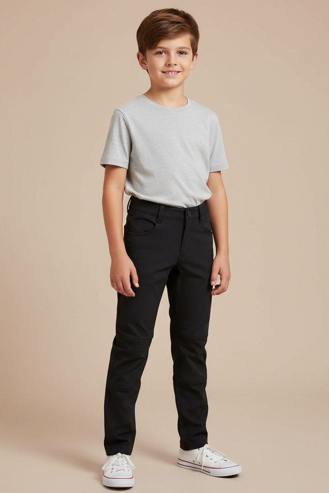 Pantalon Noir Enfant Slim Confortable Décontracté - Polyester
