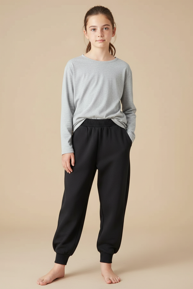 Pantalon Noir Ample Molletonné Confortable Enfant