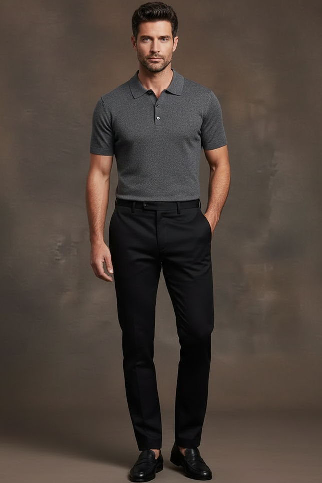 Pantalon Noir Homme Habillé Slim Élégant - Gabardine