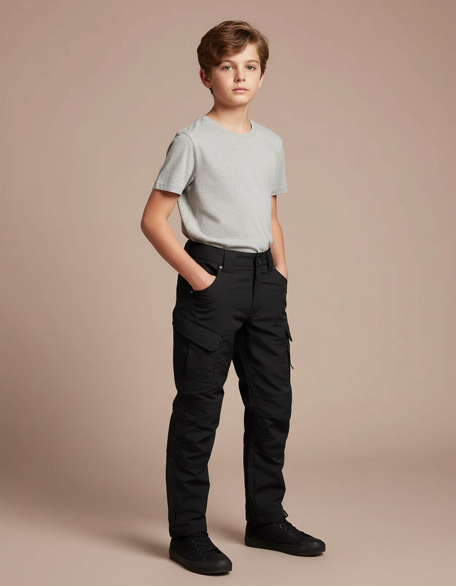 Pantalon Noir Cargo Tactique Décontracté Garçon - Toile