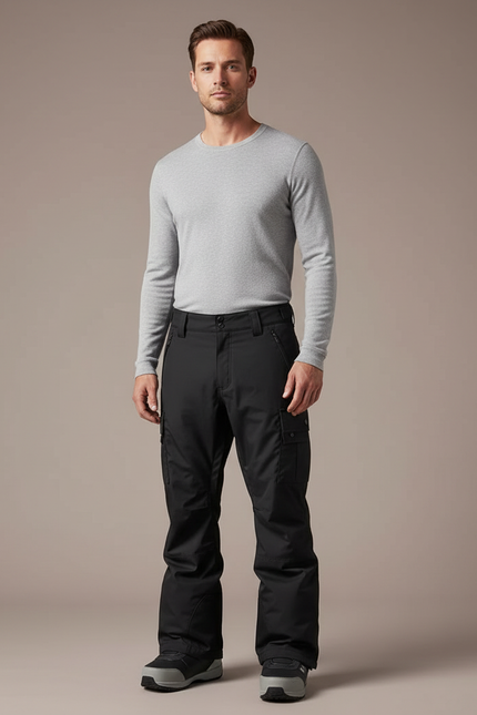 Pantalon Noir Cargo Ample Imperméable Homme Hiver - Polyester