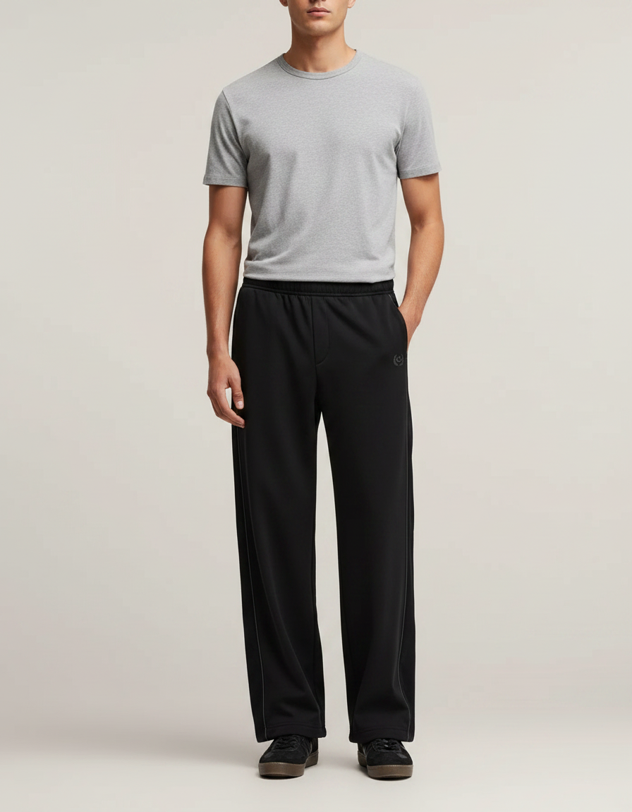 Pantalon Noir Droit Ample Décontracté Homme - Molleton