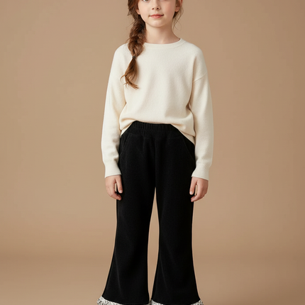 Pantalon Tweed Noir - Cordé