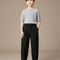 Pantalon Noir Plissé Ample Garçon Élégant - Gabardine
