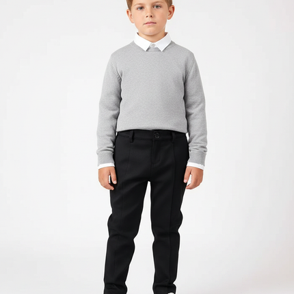Pantalon Noir Garçon Slim Habillé Extensible Élégant - Gabardine