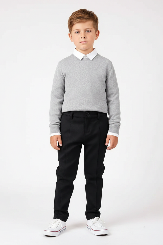 Pantalon Noir Garçon Slim Habillé Extensible Élégant - Gabardine