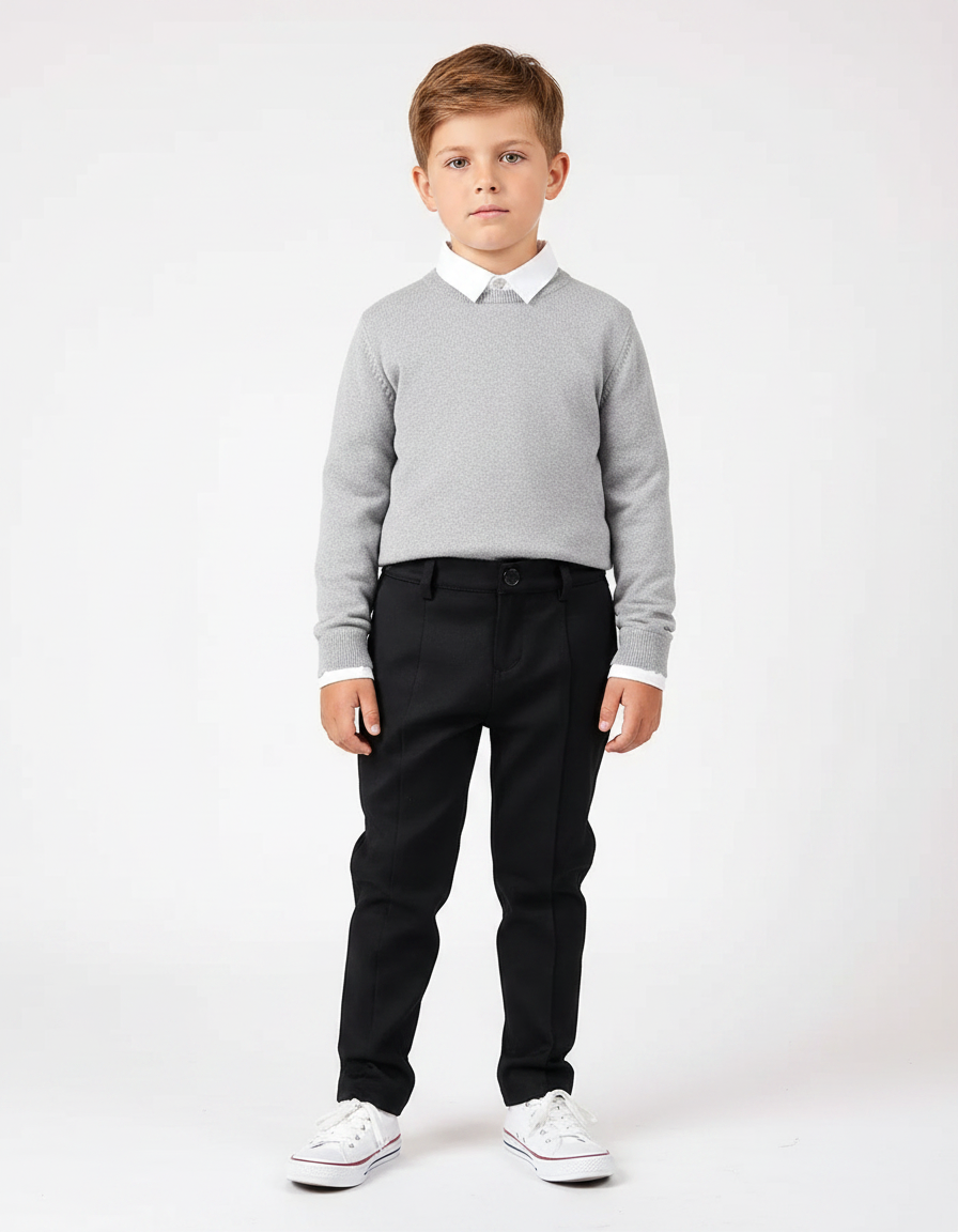 Pantalon Noir Garçon Slim Habillé Extensible Élégant - Gabardine