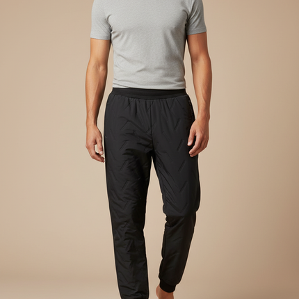 Pantalon Noir Matelassé Homme Sportif Hiver Confortable - Polyester
