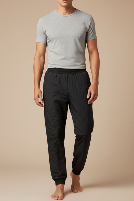 Pantalon Noir Matelassé Homme Sportif Hiver Confortable - Polyester
