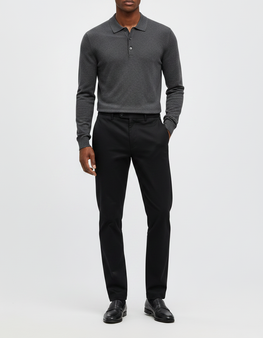 Pantalon Noir Homme Fuselé Décontracté Confortable - Polyester