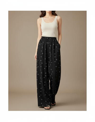 Pantalon Noir Femme Satin