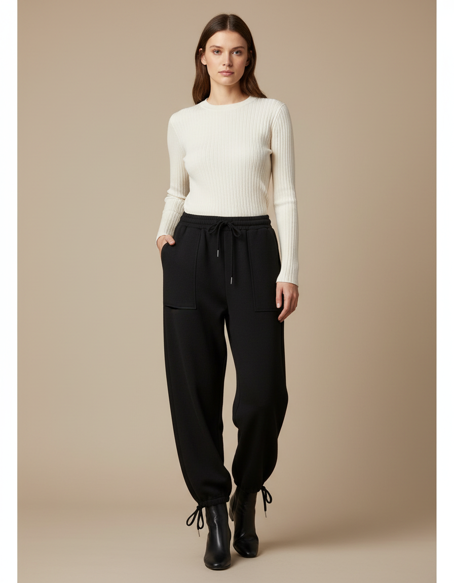 Pantalon Noir Bouffant - Molleton