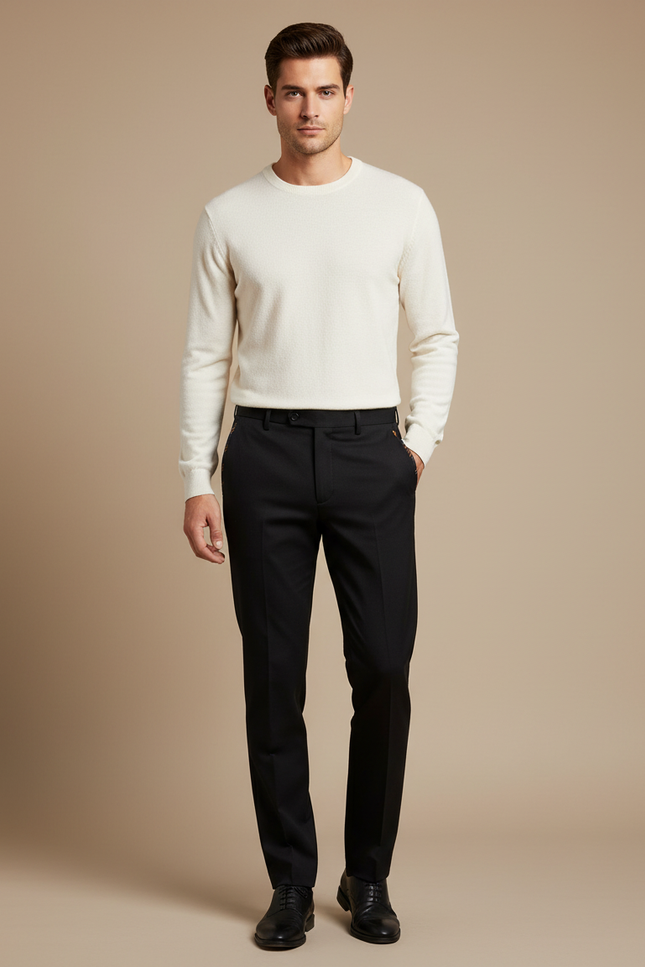 Pantalon Noir Habillé Slim Stretch Homme Élégant - Gabardine