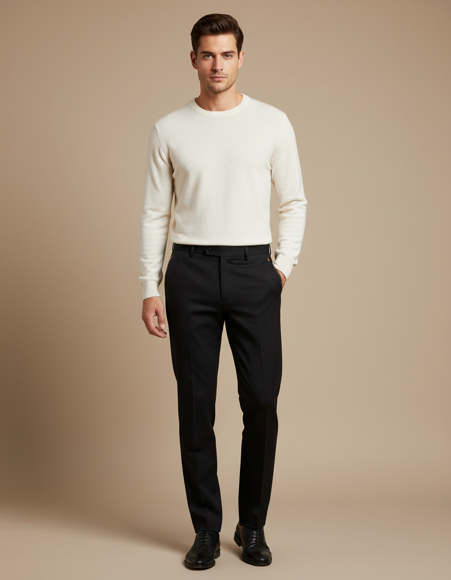 Pantalon Noir Habillé Slim Stretch Homme Élégant - Gabardine