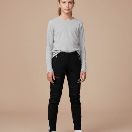 Pantalon Noir Sport Enfant Zippé Réfléchissant - Polyester
