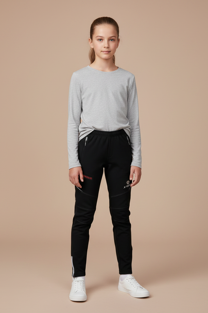 Pantalon Noir Sport Enfant Zippé Réfléchissant - Polyester