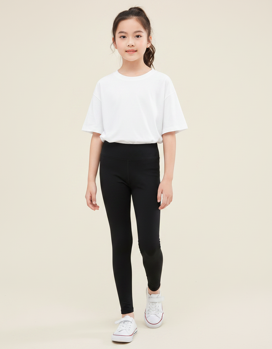 Pantalon Noir Legging Coton Spandex Enfant Sport