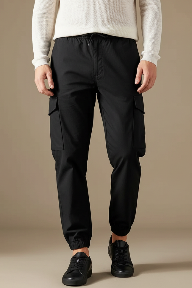 Pantalon Cargo Slim Noir - Polyester