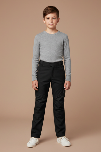Pantalon Noir Enfant Cargo Résistant Confortable - Gabardine