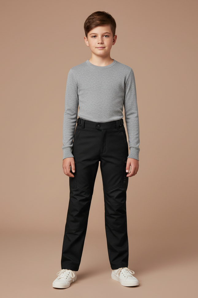 Pantalon Noir Enfant Cargo Résistant Confortable - Gabardine