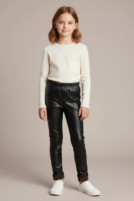 Pantalon Droit Cuir Noir - Simili cuir