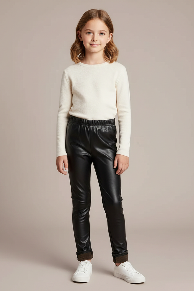 Pantalon Droit Cuir Noir - Simili cuir