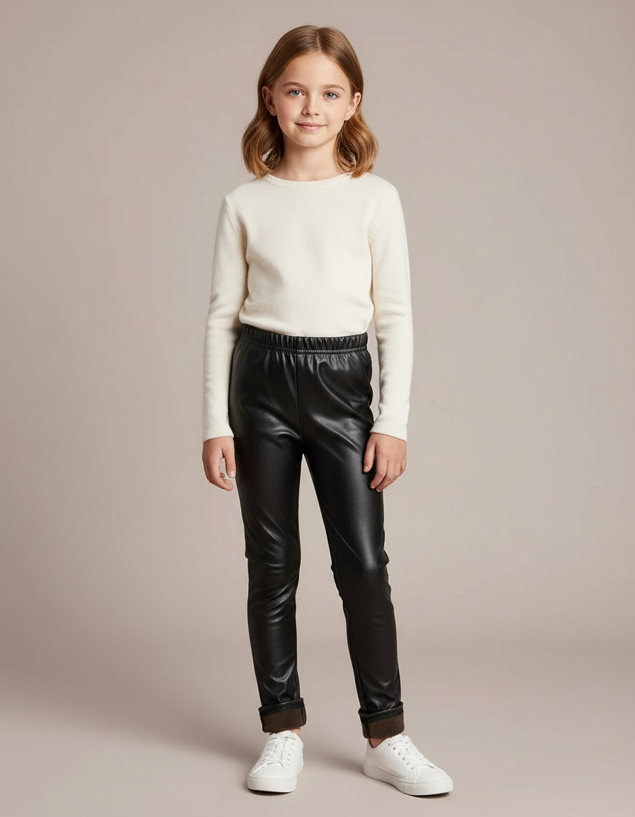 Pantalon Droit Cuir Noir - Simili cuir