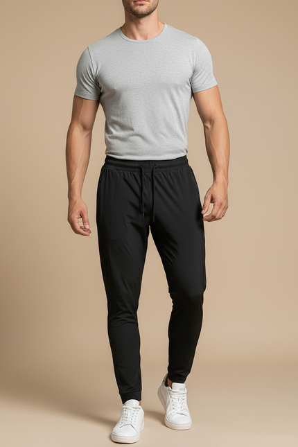 Pantalon Noir Homme Léger Respirant Extensible Sport - Polyester