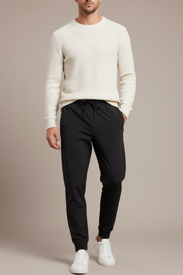 Pantalon Noir Jogger Cordon Sport Décontracté Homme - Polyester