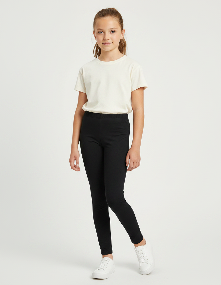 Pantalon Noir Slim Coton Fille Confortable