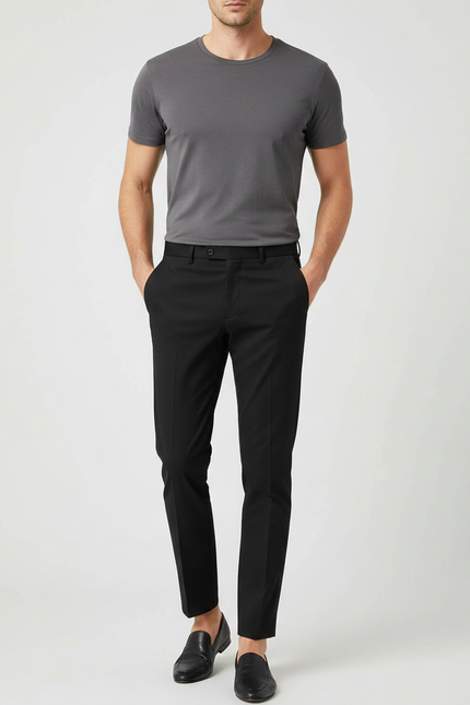 Pantalon Noir Slim Fit Décontracté Homme - Polyester