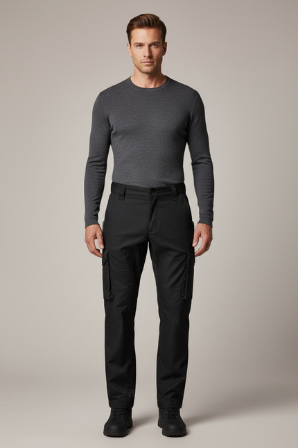 Pantalon Noir Cargo Homme Tactique Multi-poches - Gabardine