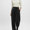 Pantalon Noir Velours Plissé Large Élégant Femme