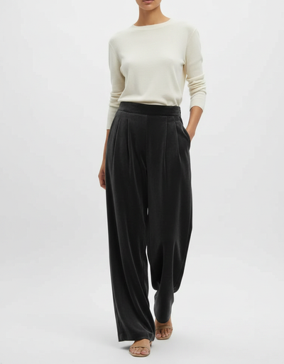 Pantalon Noir Femme Velour