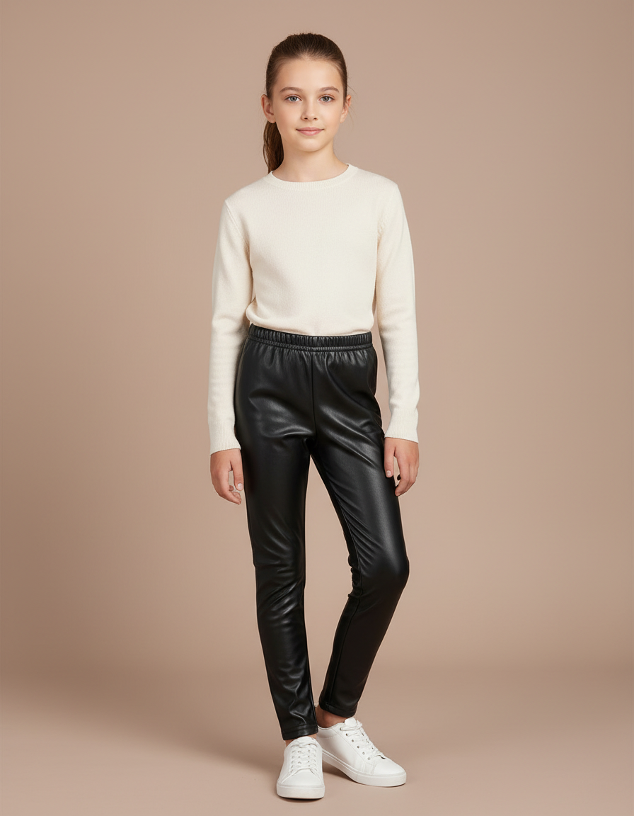 Pantalon Noir Similicuir Slim Fille - Simili cuir