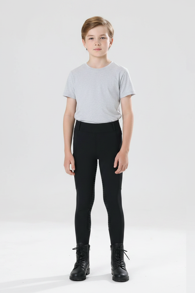 Pantalon Noir Équitation Enfant Silicone Adhérent Confortable - Polyester