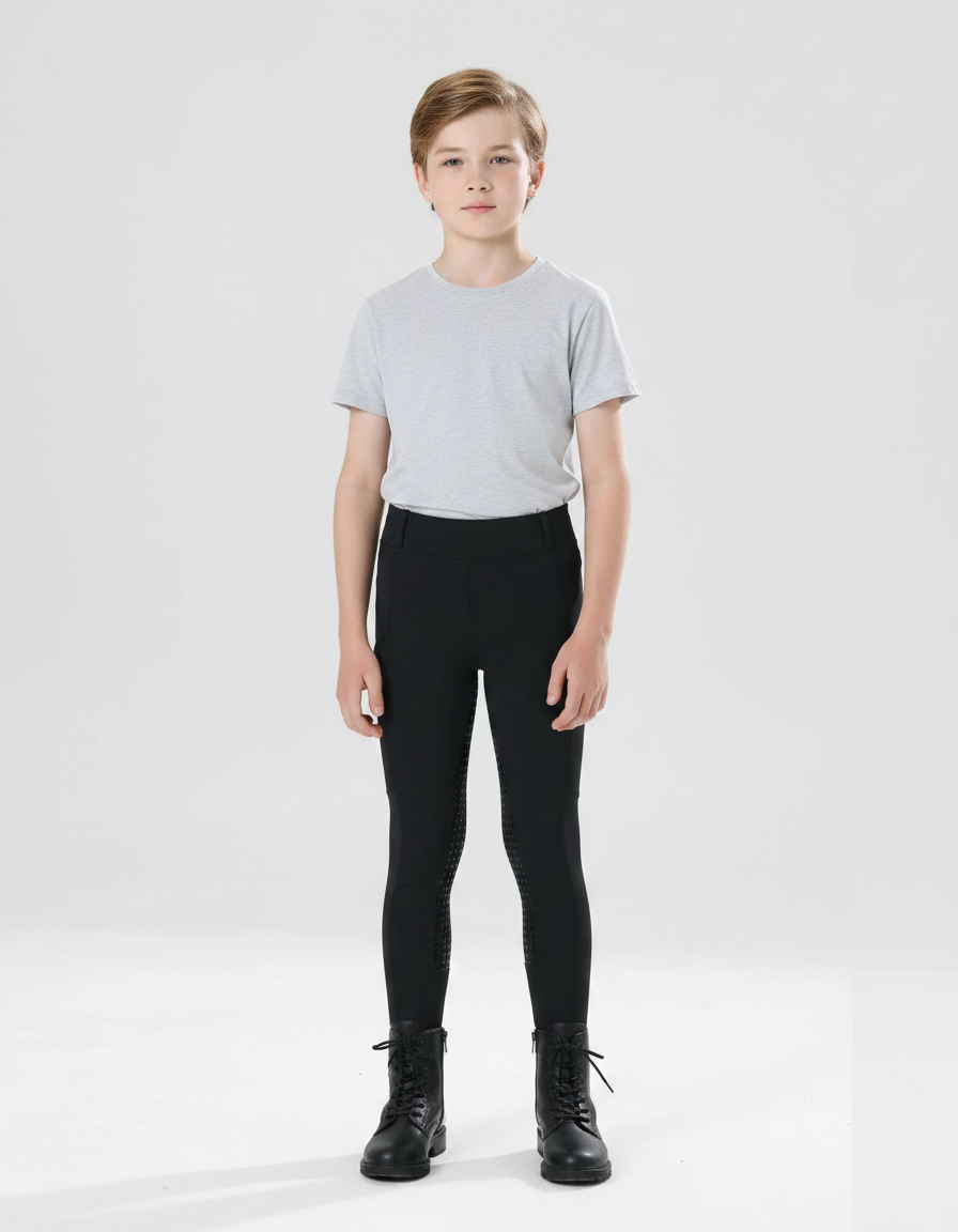 Pantalon Noir Équitation Enfant Silicone Adhérent Confortable - Polyester