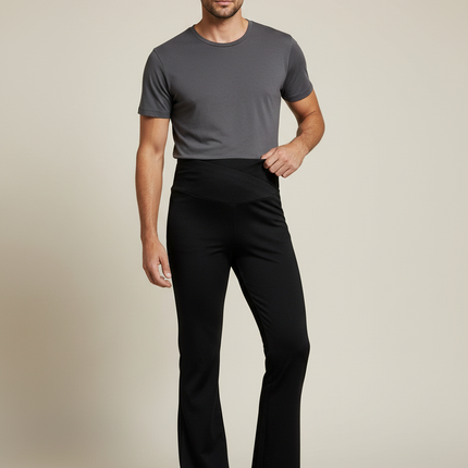 Pantalon Noir Homme Yoga Flared Confortable - Polyester